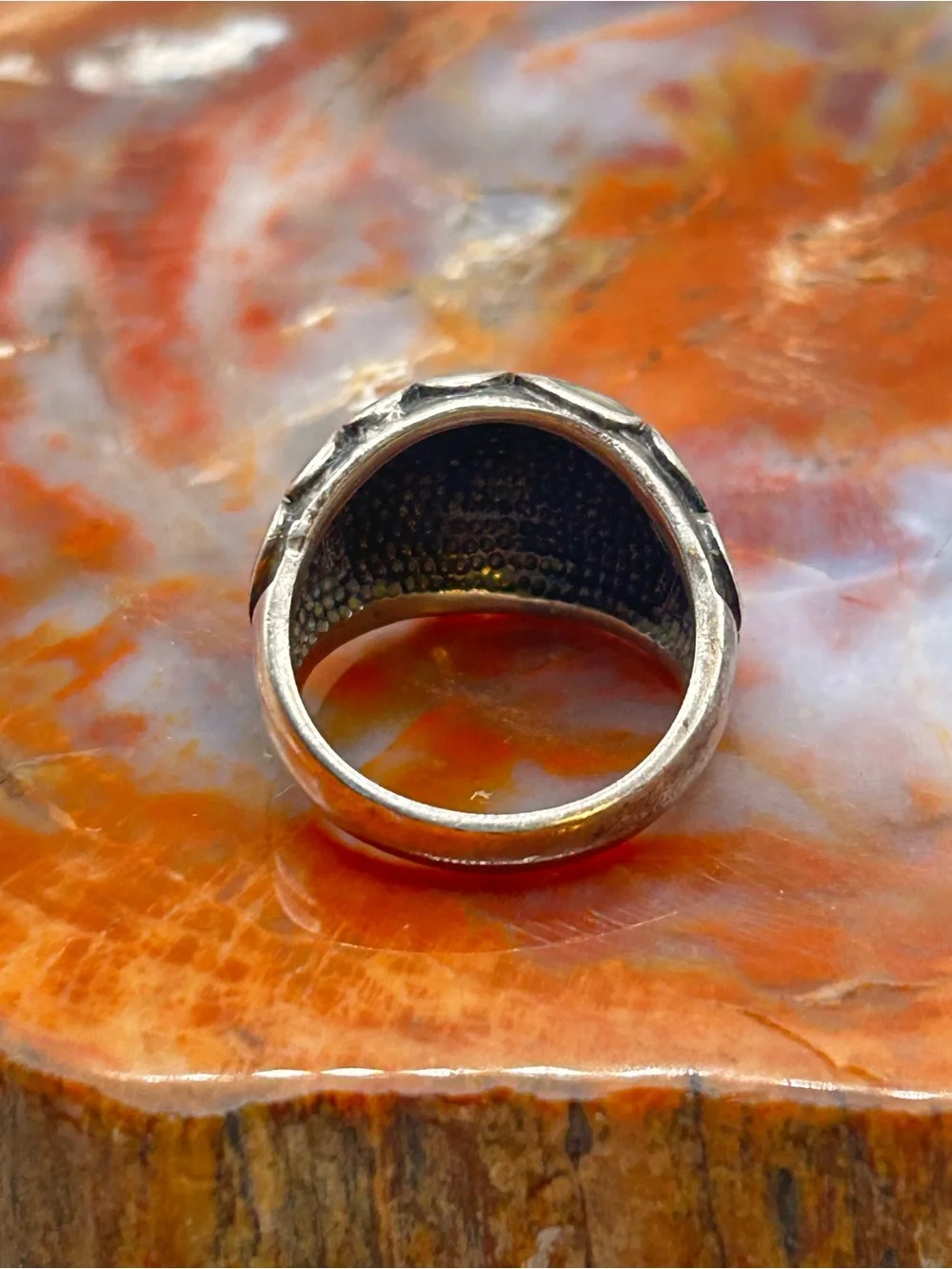 Vintage Sterling Silver Abalone Shell Ring - Size 9